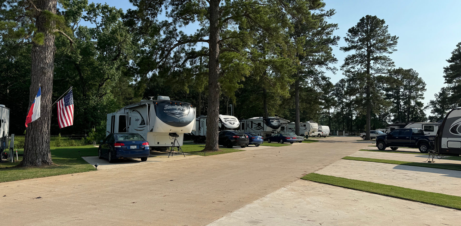 A picture of the concrete roads and slips that run throughout the resort