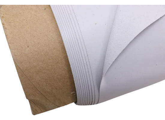 An image of TPO RV roofing material showing both the top and bottom of the material